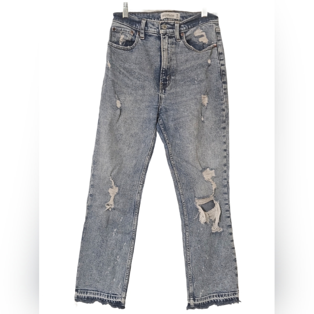 Ambercrombie & Fitch Distressed ULTRA High RISE Straight Jean